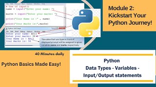 Master Python Basics👩🏻💻: Variables, Data Types, Input/Output, and Comments (Module 2)