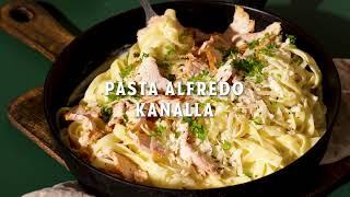 Pasta Alfredo kanalla - Snellmanin Paahdetut kanalastut