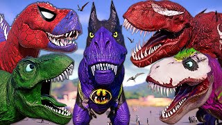 BATMAN T-Rex Vs BATWOMAN I-REX & JOKER Godzilla Marvel Dinosaurs Fighting ! Jurassic World Evolution