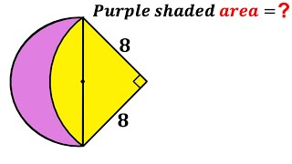 Lune of Hippocrates | Can you find area of the Purple shaded region? | #math  #maths | #geometry