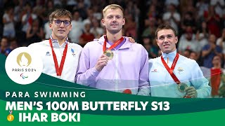 Ihar Boki Swims to Victory in the Men's 100m Butterfly S13 | Para Swimming - Paris 2024 Paralympics