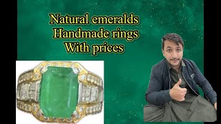 Natural emeralds and rings