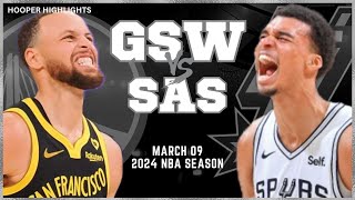 Golden State Warriors vs San Antonio Spurs Full Game Highlights | Mar 9 | 2024 NBA Season