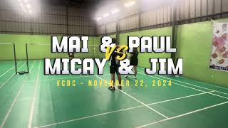 November 22, 2024 @ VCBC - Mai & Paul vs Micay & Jim