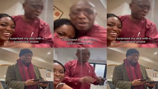 Nigerian dad overjoyed after his daughter gifted him a new phone (video)