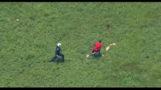 Watch: Cop jumps from helicopter to nab crook