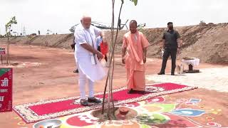 PM Modi plants a sapling at inauguration of Bundelkhand Expressway in Jalaun, UP