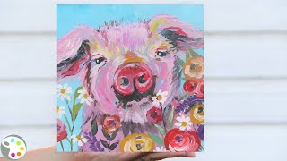 How to Paint a Pig | Step by Step Acrylic Painting Tutorial