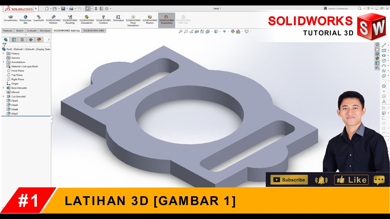 SOLIDWORKS | #1 LATIHAN DASAR 3D [GAMBAR 1] - YouTube