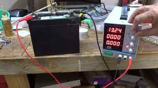 Bench power supply charges battery and tip for cold weather starting in the comments.