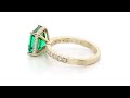 peora 14k yellow gold created colombian emerald and lab grown diamond hidden halo ring r63180