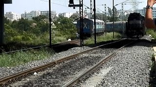 Narayanadri \u0026 Shirdi Express CROSSING each other at Hi-tech City station at MPS