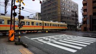 【伊予鉄道】　高浜線　大手町付近の平面交差の様子