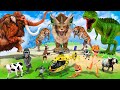 5 Mammoth Elephant Cow vs 3 Giant Lion Tiger vs Zombie Dinosaur Attack Cow Goat Gorilla save Mammoth