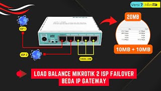 MikroTik V7 - Cara Load Balance Mikrotik 2 ISP Beda IP Gateway agar Internet Stabil dan Ngebut