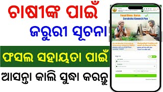 ଫସଲ କ୍ଷତି ଟଙ୍କା ପାଇଁ ଏହି କାମ କରନ୍ତୁ/How to get crop loss money/Crop loss complain online/Fasal Bima