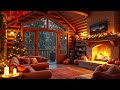 winter vibes on the porch ❄️ soothing piano jazz with a cozy fireplace and gently falling snow