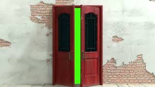 Modern Red Doors Close Zoom Out  -  3D Doors Green Screen