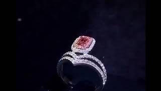 カラー ダイヤモンド リング ホワイトゴールド（K18) Fancy Brownish Pink 0.41 ct I1 Cushion GIA 他トータル 0.93 ct