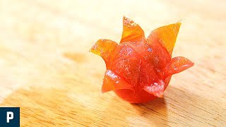 ミニトマトの花  飾り切り How to make Flower tomato