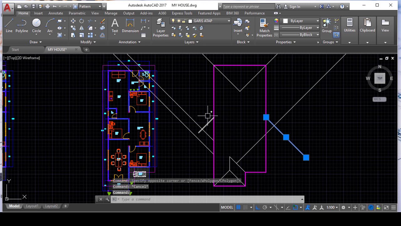 Cara Mudah Dan Cepat Membuat Denah Atap Di Autocad //Tutorial Autocad ...