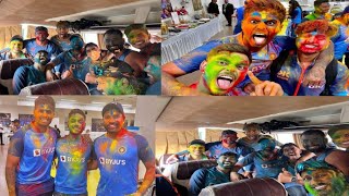 team India celebrate holi , virat kohli fun video, breaking news @RealCricPoint @cric7 @DCricket