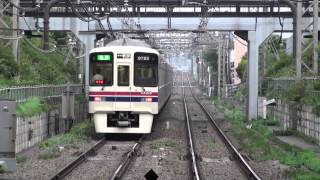 京王線仙川駅　夕方８分間にやって来る列車たち。2014/08/13