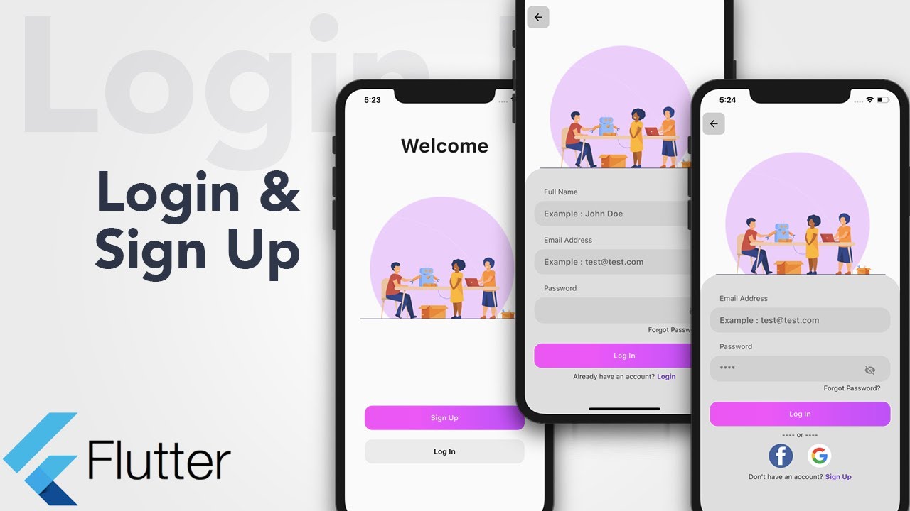 Flutter UI Tutorial - Login & Sign Up | Login Page | Flutter UI Speed ...