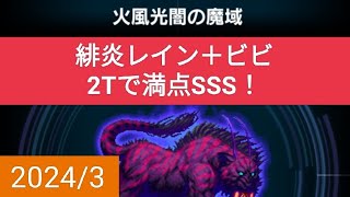 【FFBE】火風光闇の魔域『ダークビジョンズ2024/3』緋炎レイン＋ビビで2Tで満点SSS！ ※概要欄にDVs評価ポイントの仕組みの記載有り