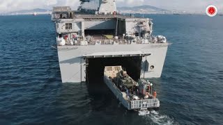 Altay main battle tank loaded onto the amphibious assault ship TCG Anadolu