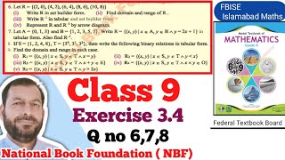 Class 9 Exercise 3.4  NBF Maths  Ex 3.4 Class 9th federal board FBISE Math national Book foundation