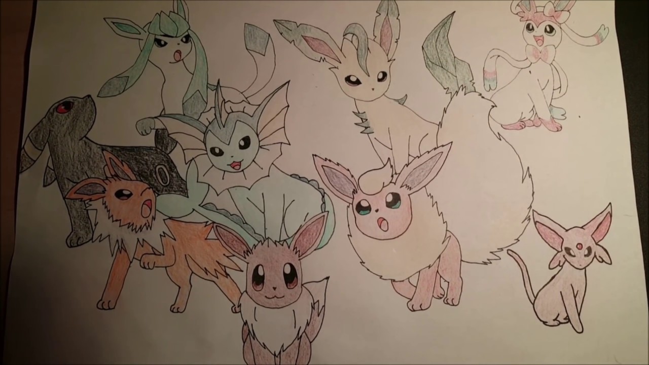 How To Draw All Eevee Evolutions Pokemon - YouTube