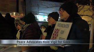 Several peace advocates \u0026 Mennonite Action Madison gather for a vigil for Gaza