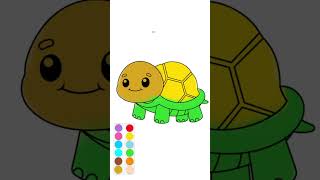 Turtle Coloring for Kids | Learn Colors with Cute Turtle Drawing