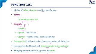 Function call | Elements of User Defined Function | Lec 89 | C Programming Tutorials
