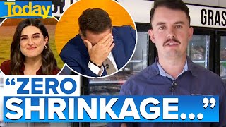 Hosts can't keep a straight face over butcher's "shrinkage" comment | Today Show Australia
