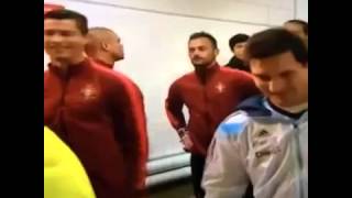 Cristiano Ronaldo greets Leo Messi - Portugal 1 - 0 Argentina 2014 ( 18.11.2014)