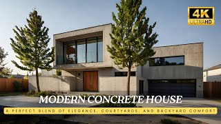 Modern Concrete Home: A Bright Urban Sanctuary with Cozy Courtyards and Relaxing Backyards