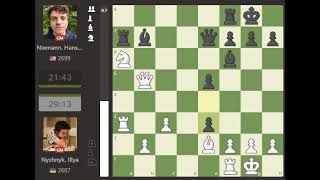 Illya Nyzhnyk VS Hans Niemann. Fall Chess Classic A 2022 ROUND 8.  0-1