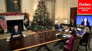 President Biden And Vice President Kamala Harris Attend COVID-19 Meeting At The White House