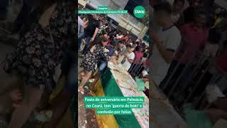 Festa de aniversário em Palmácia, no Ceará, tem 'guerra de bolo' e confusão por fatias