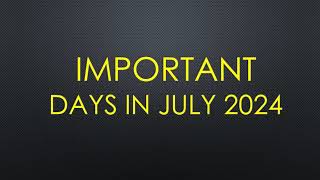 Good Days In July 2024 Important Days In July 2024 July 2024 Calendar