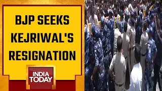 Delhi BJP Protest Outside Assembly, Seeks Kejriwal's Resignation