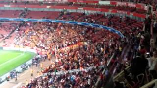 Crazy Galatasaray fans chanting for their team at Emirates against Arsenal
