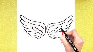 How to Draw Angel Wings: Angel Wings Drawing 👼|SIMPLE| Step by step drawing | Super Easy Drawing