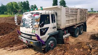 รถสิบล้อดัมพ์ HINO 500 SERIES \u0026 FUSO FN 527S เทดิน จัดบรรยากาศหน้างานให้ได้สาสมใจกันครับผม 😎😎😎