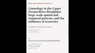 Limnology in the Upper Paraná River floodplain: large-scale spatial and temporal patt... | RTCL.TV