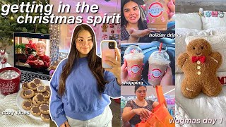 GETTING IN THE CHRISTMAS SPIRIT🎄vlogmas day 1, baking, christmas decor, shopping \u0026 cozy vlog!