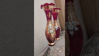 A Pair of Ruby Red \u0026 24k Gilt Bohemia Czec 1930s Glass Vases on Auction https://grandoak.co.za