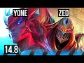 YONE vs ZED (MID) | 8/1/2, 600+ games | NA Challenger | 14.8